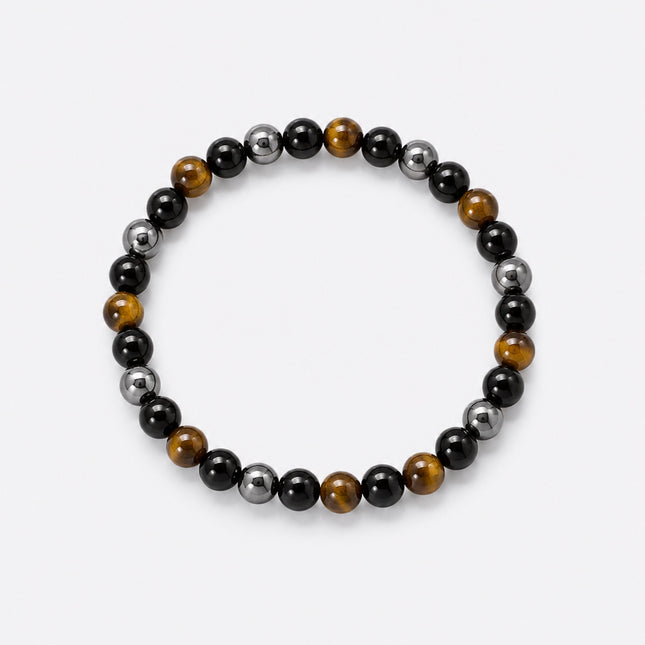 Tigerauge, Obsidian, Hämatit Perlenarmband (6-8mm Perlen)