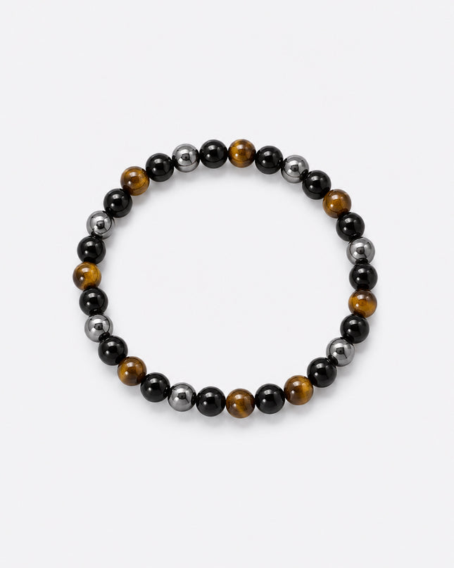 Tigerauge, Obsidian, Hämatit Perlenarmband (6-8mm Perlen)