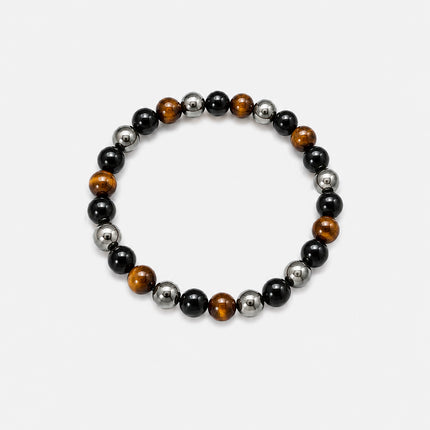 Tigerauge, Obsidian, Hämatit Perlenarmband (6-8mm Perlen)