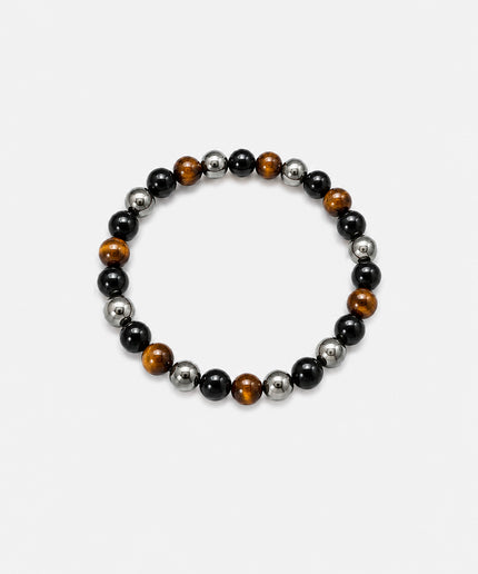 Tigerauge, Obsidian, Hämatit Perlenarmband (6-8mm Perlen)
