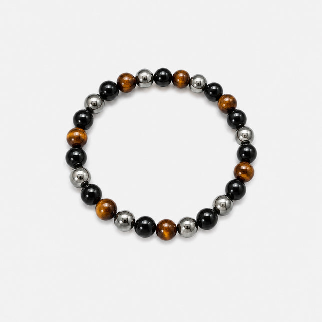 Tigerauge, Obsidian, Hämatit Perlenarmband (6-8mm Perlen)