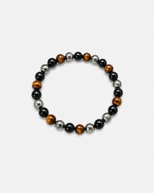 Tigerauge, Obsidian, Hämatit Perlenarmband (6-8mm Perlen)