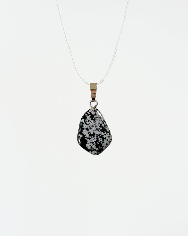 Schneeflocken Obsidian Anhänger - 925 Silber