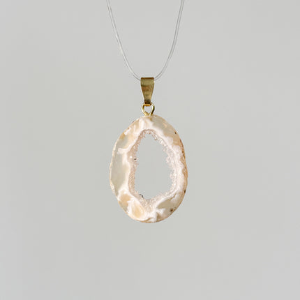 Achat Geode Anhänger - 925 Silber vergoldet