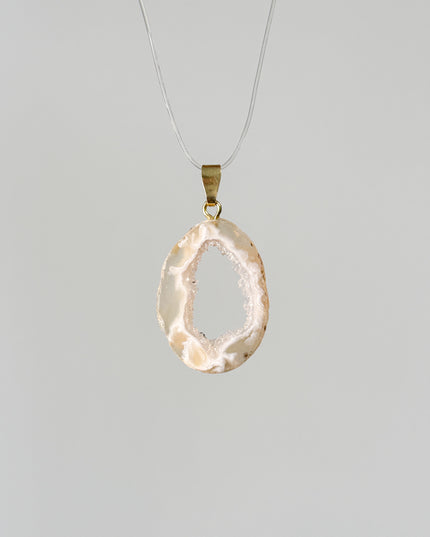 Achat Geode Anhänger - 925 Silber vergoldet