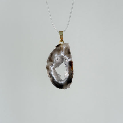 Achat Geode Anhänger - 925 Silber vergoldet