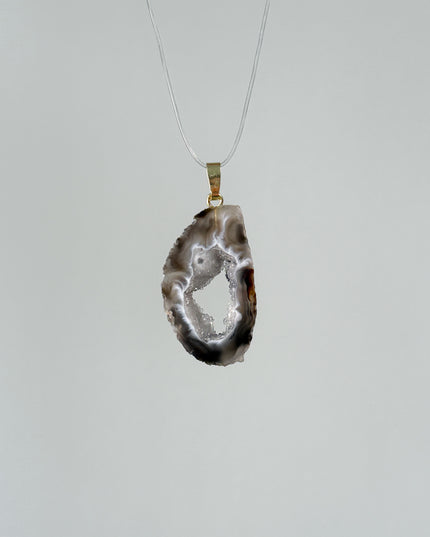 Achat Geode Anhänger - 925 Silber vergoldet