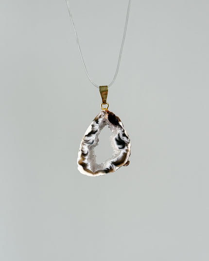 Achat Geode Anhänger - 925 Silber vergoldet