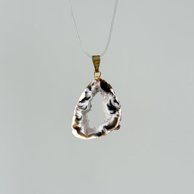 Achat Geode Anhänger - 925 Silber vergoldet