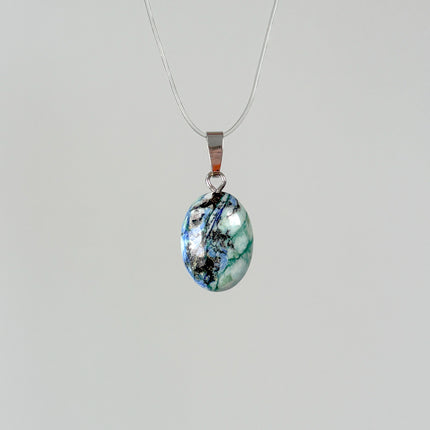 Azurit-Malachit Cabochon Anhänger - 925 Silber