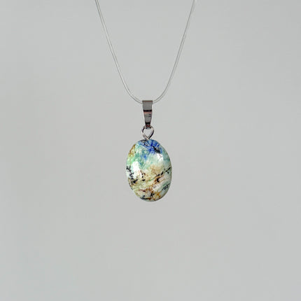 Azurit-Malachit Cabochon Anhänger - 925 Silber
