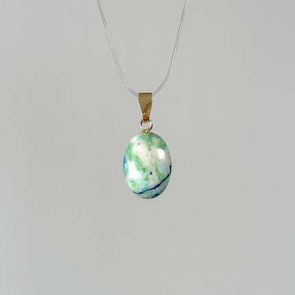 Azurit-Malachit Cabochon Anhänger - 925 Silber vergoldet