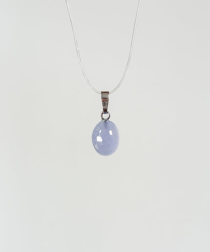 Blue Lace Agate (Blauer Chalcedon) Cabochon Kettenanhänger