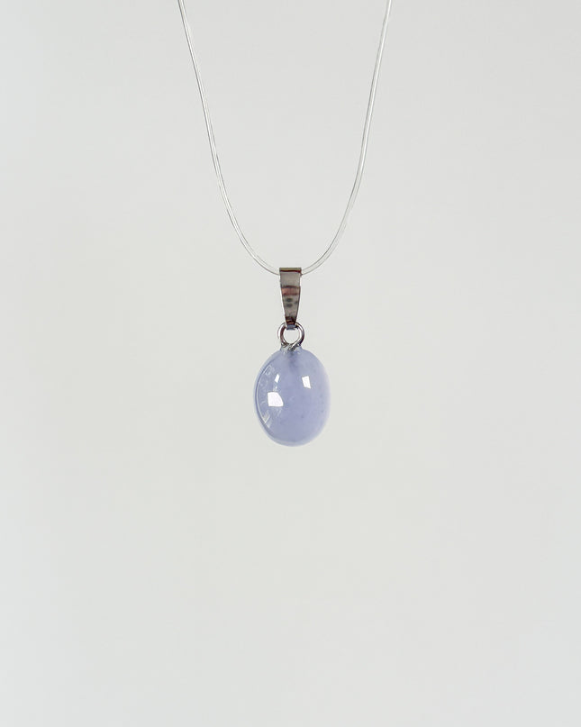 Chalcedon blau (cabochon) Anhänger - 925 Silber