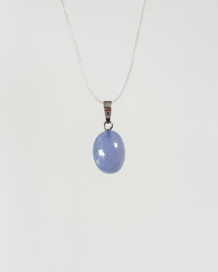 Chalcedon blau (cabochon) Anhänger - 925 Silber