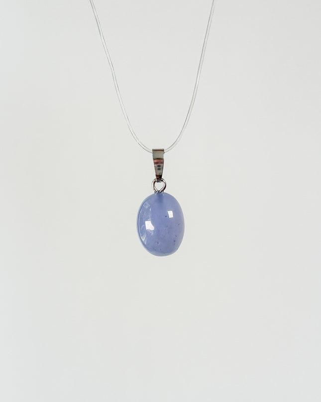 Chalcedon blau (cabochon) Anhänger - 925 Silber