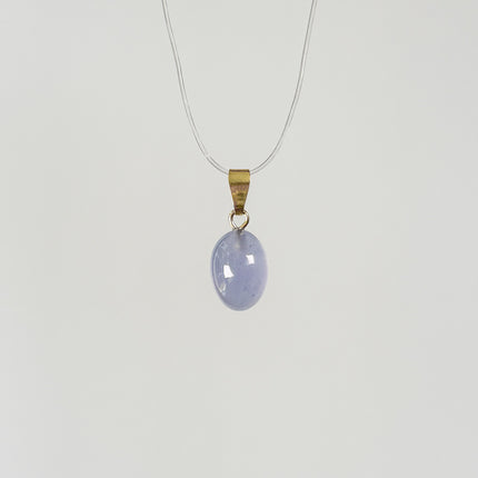 Chalcedon blau (cabochon) Anhänger - vergoldet 925 Silber