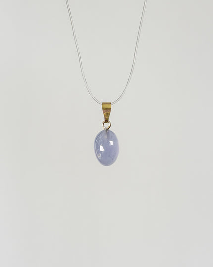 Chalcedon blau (cabochon) Anhänger - vergoldet 925 Silber