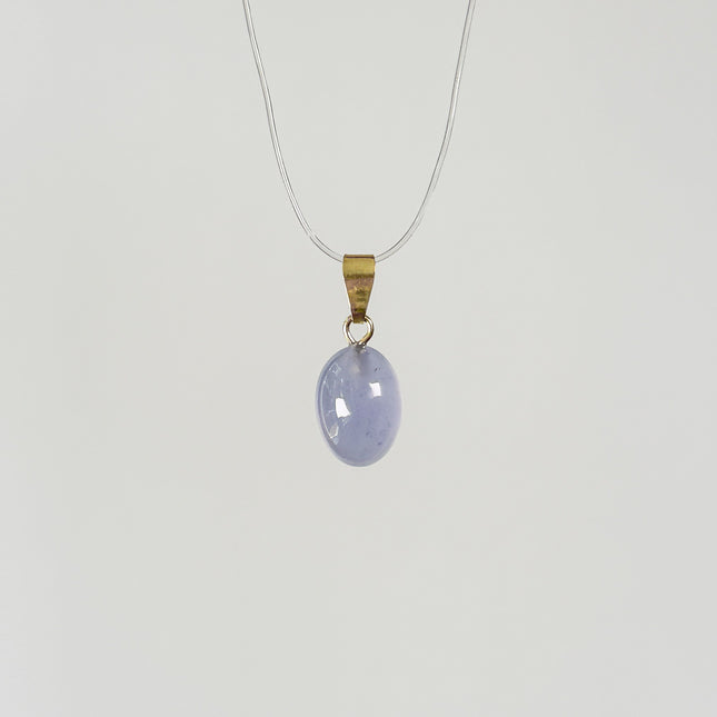 Chalcedon blau (cabochon) Anhänger - vergoldet 925 Silber