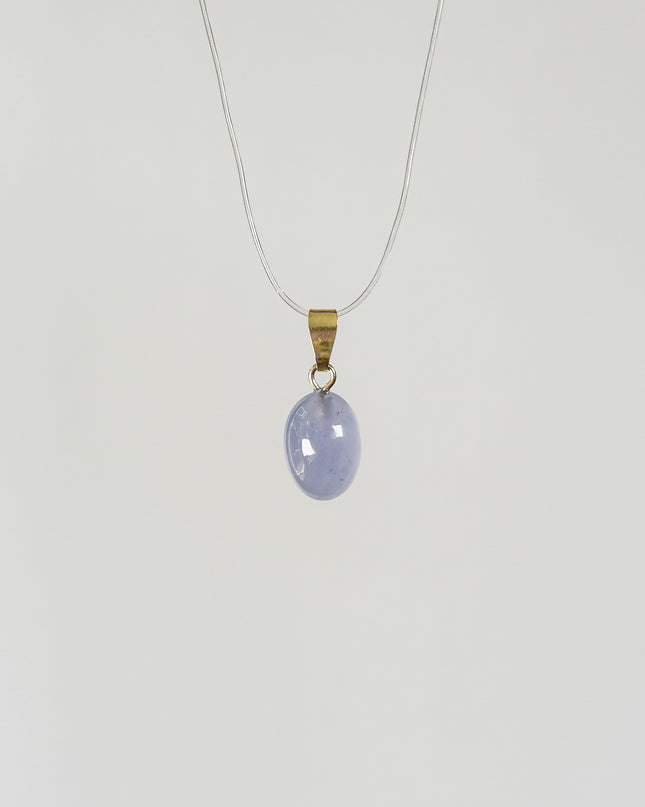 Chalcedon blau (cabochon) Anhänger - vergoldet 925 Silber
