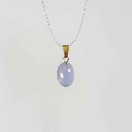 Chalcedon blau (cabochon) Anhänger - vergoldet 925 Silber