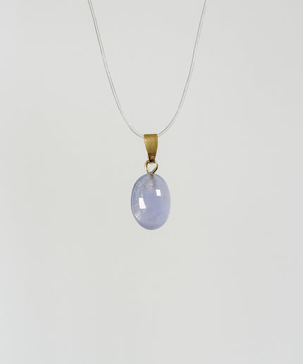 Blue Lace Agate (Blauer Chalcedon) Cabochon Kettenanhänger