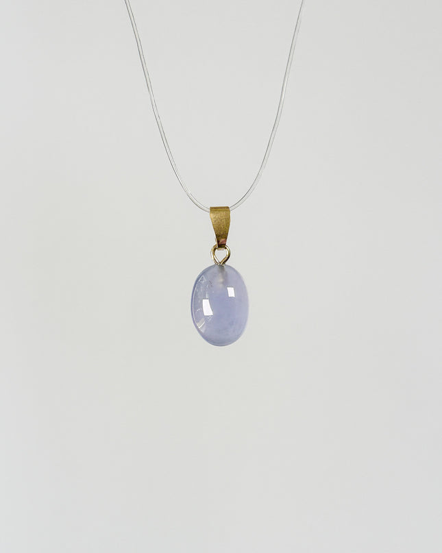 Chalcedon blau (cabochon) Anhänger - vergoldet 925 Silber