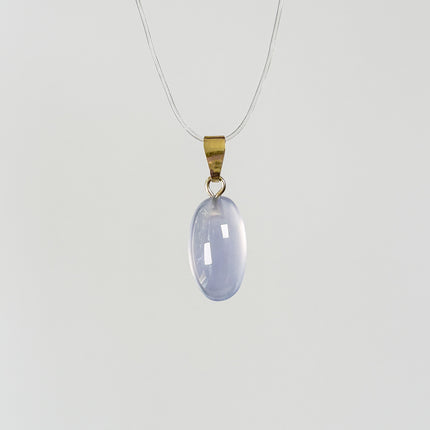 Chalcedon blau (cabochon) Anhänger - vergoldet 925 Silber