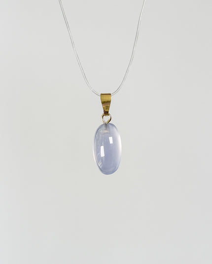 Chalcedon blau (cabochon) Anhänger - vergoldet 925 Silber