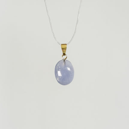 Chalcedon blau (cabochon) Anhänger - vergoldet 925 Silber