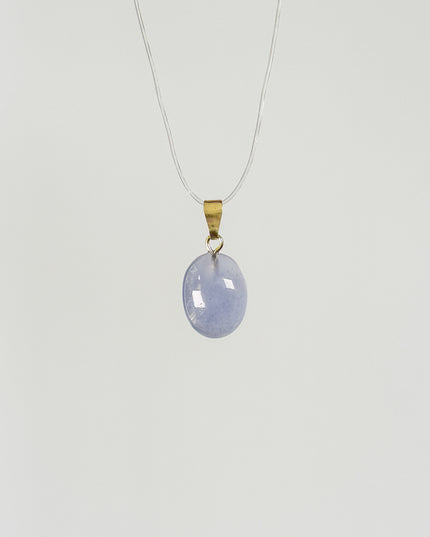Chalcedon blau (cabochon) Anhänger - vergoldet 925 Silber