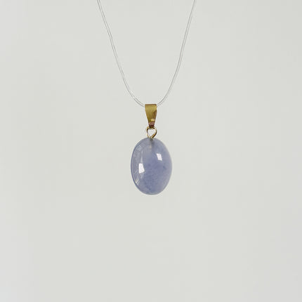 Chalcedon blau (cabochon) Anhänger - vergoldet 925 Silber