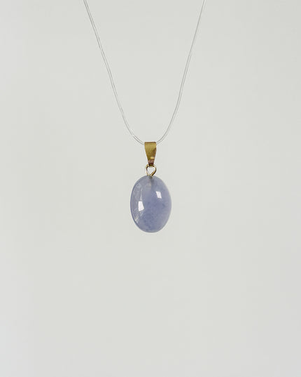 Chalcedon blau (cabochon) Anhänger - vergoldet 925 Silber