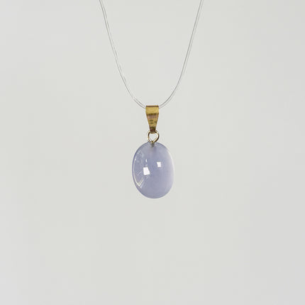 Chalcedon blau (cabochon) Anhänger - vergoldet 925 Silber