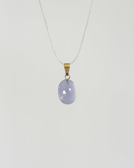 Chalcedon blau (cabochon) Anhänger - vergoldet 925 Silber
