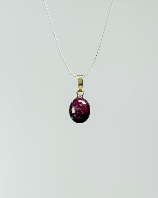Rubin (Cabochon) Anhänger - 925 Silber vergoldet