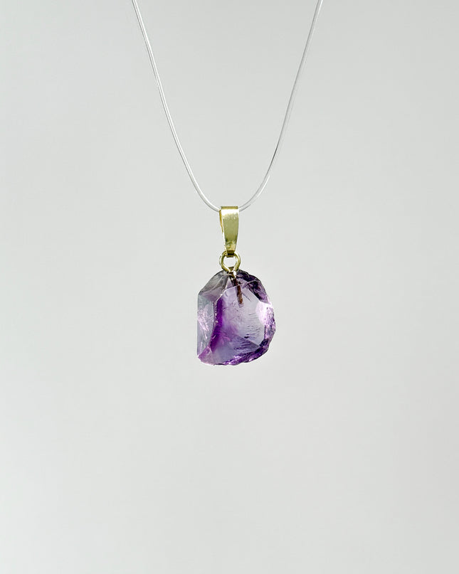 Amethyst Nugget/Rohstein Anhänger - 925 Silber vergoldet