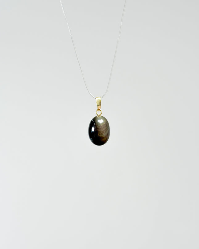 Obsidian (Regenbogenobsidian) Anhänger - 925 Silber vergoldet