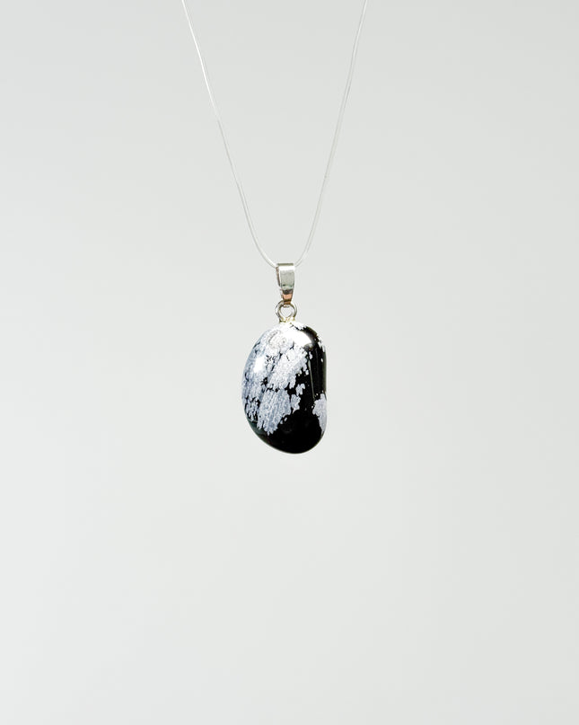 Schneeflocken Obsidian Anhänger - 925 Silber