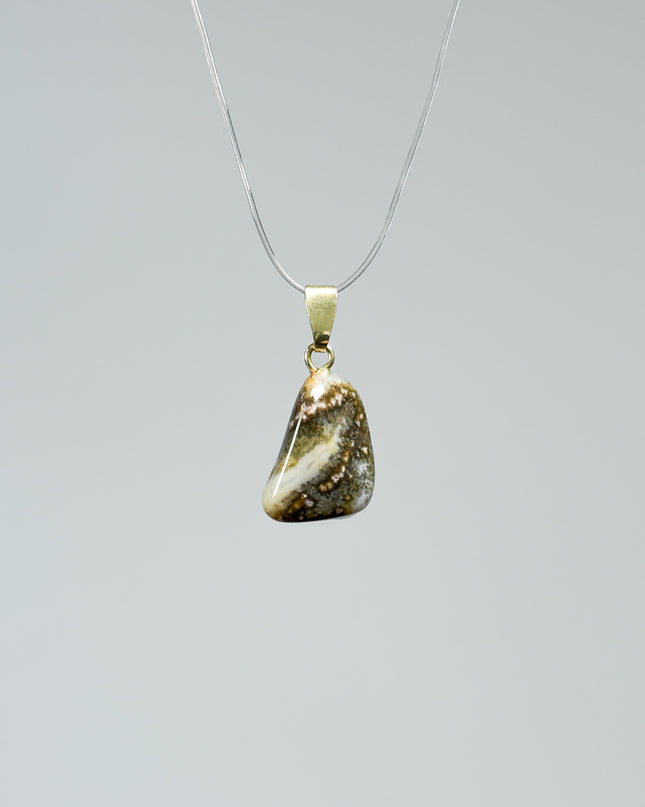 Ozeanachat (Ozeanchalcedon) Anhänger - vergoldet 925 Silber