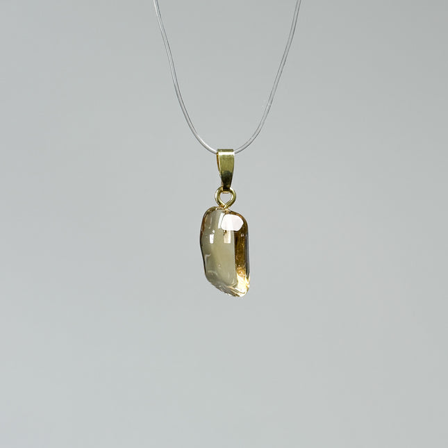 Citrin Spitzen getrommelt Anhänger - 925 Silber vergoldet