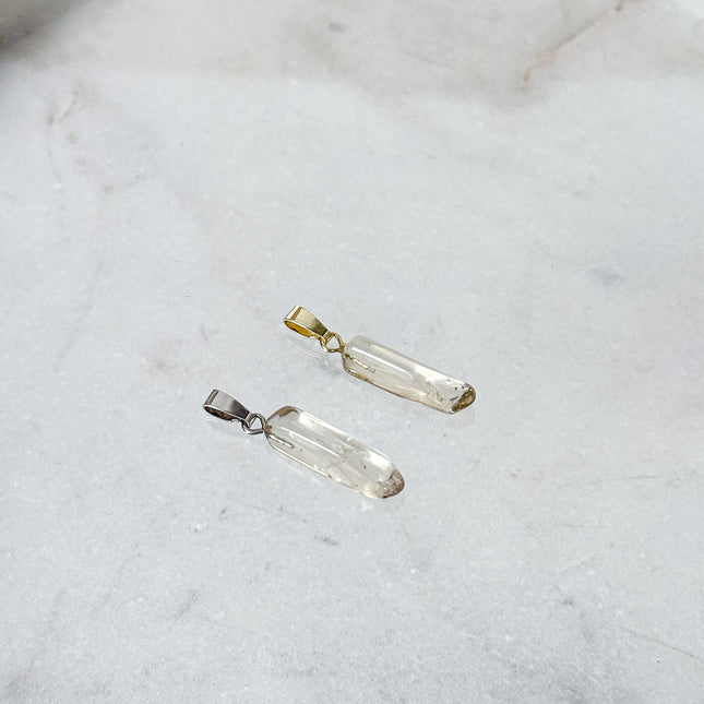 Citrin Kettenanhänger - getrommelte Spitze