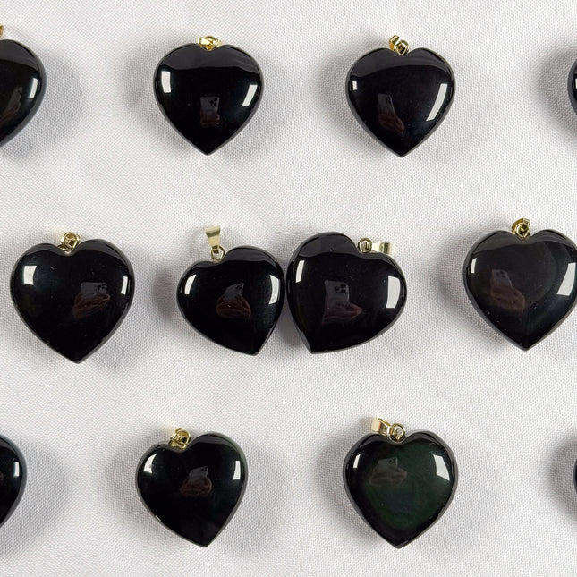 Obsidian-Herz - 925 Silber vergoldet