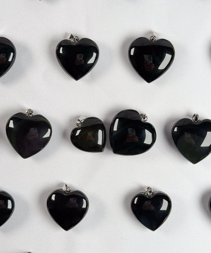 Obsidian (Regenbogenobsidian) Herz - Kettenanhänger