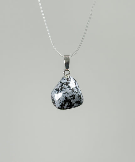 Obsidian (Schneeflockenobsidian) Kettenanhänger