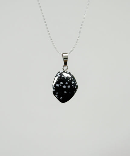Obsidian (Schneeflockenobsidian) Kettenanhänger