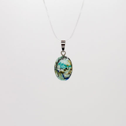 Azurit-Malachit Cabochon Anhänger - 925 Silber