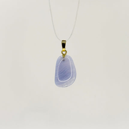 Chalcedon blau Anhänger - vergoldet 925 Silber