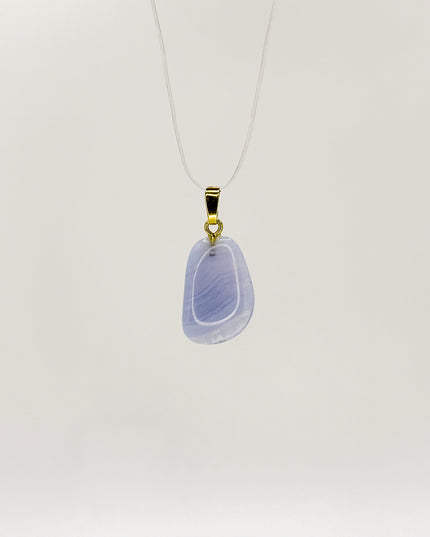 Chalcedon blau Anhänger - vergoldet 925 Silber