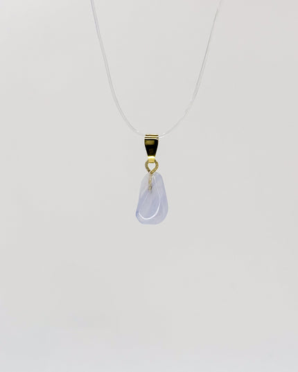 Chalcedon blau Anhänger - vergoldet 925 Silber
